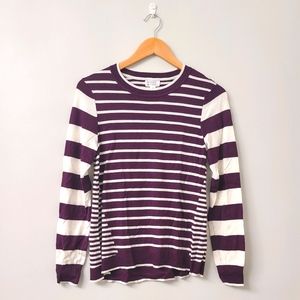 Purple White Striped Lightweight Sweater